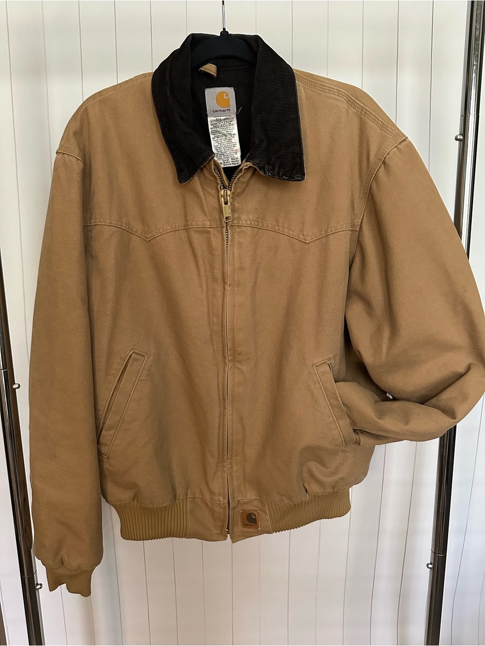 Carhartt Men’s Brown Jacket with Black Corduroy Collar J14 CML